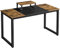 Yaheetech Large Computer Desk with Movable Monitor Stand, 2 Desk Grommets and 1 Hook, for Gaming/Writing/Home Office, 140x60x75cm, Rustic Brown