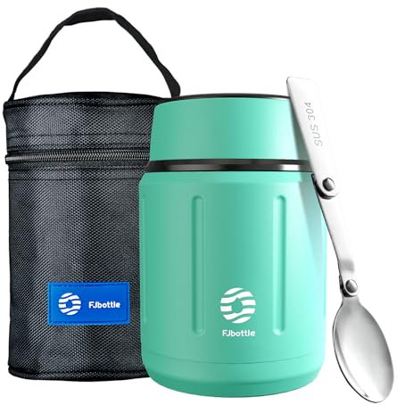 Healter 750ml Termo Comida Caliente Acero Inoxidable Fiambrera Termica Termo Sopa con Bolsa Aislada e Cuchara Plegable Mantener Caliente Durante 12 horas para adultos y niños(Azul)
