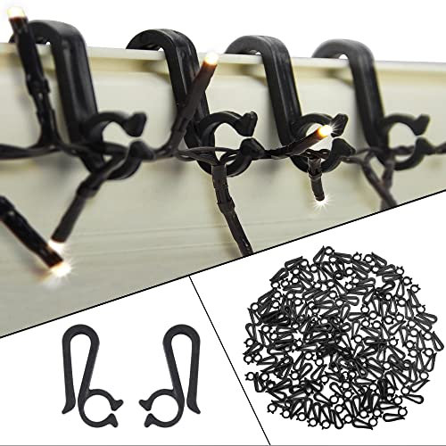 Vikdio 30 Pcs Black Gutter Hooks for Hanging Christmas Lights, Holiday Lights Clips Mount to Gutters Shingles, Gutter Clips for Hanging Icicle Lights on Christmas Halloween Home Garden Decor