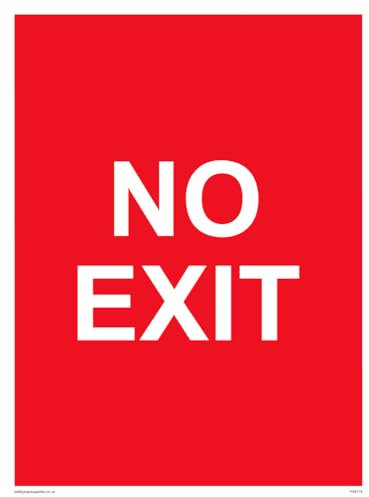 Schild mit AufschriftNo Exit, roter Hintergrund, 150 x 200 mm, A5P, 5 Stück