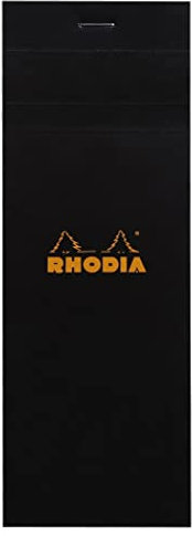 Rhodia 82009C - Packung mit 10 Notizblöcken Einkaufsblock No.8 7,4x21cm 80 Blätter kariert 80g, Schwarz, 1 Pack
