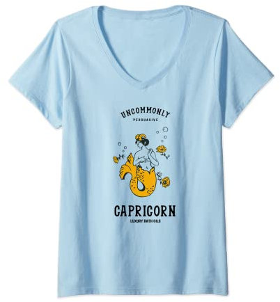 Damen Capricorn Luxus-Badeöle: ungewöhnlich überzeugend. Sternzeichen T-Shirt mit V-Ausschnitt