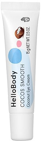 HelloBody COCOS SMOOTH tägliche Augencreme (15 ml) – feuchtigkeitsspendende Augenpflege für normale bis trockene Haut – mit Kokosnussöl & Atlas-Zedernrinden-Extrakt