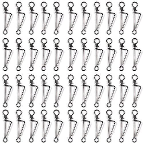 100 Pezzi Anelli Solidi da Pesca Pesca Girelle con Moschettone per Connettori Clip Girevoli Girelle da Pesca a Canna Pesca Girelle con Moschettone Connettore Girevole da Pesca