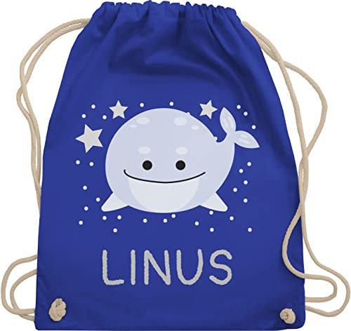 Turnbeutel Rucksack - Geschenk Wal mit Name personalisiert I - Unisize - Royalblau - personalisierter beutel kinder kindergarten wale namens stoffbeutel personalisierte stofftasche jungen dem