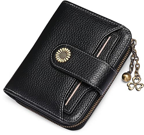 SENDEFN Geldbörse Damen Klein,Geldbeutel Frauen Echtes Leder,mit Münzfach Kleines Zipper Brieftasche Kartenhalter mit RFID Blocker