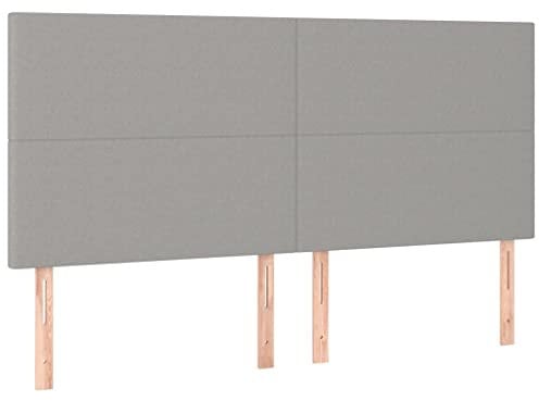 vidaXL 4X Kopfteil Polsterkopfteil Bettkopfteil für Bett Betthaupt Bettgestell Bettrahmen Bettzubehör Schlafzimmer Hellgrau 90x5x78/88cm Stoff