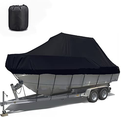 ELVONS Bootsplane Mit Gummizug,210d Dickes Oxford-Tuch Bootspersenning Abdeckung Benutzt FüR Winterlicher Outdoor-Schutz GroßE Boots Mit Aufbewahrungstasche,Schwarz,20~22(700cm*254cm)