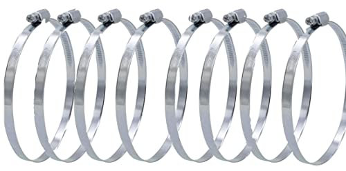 AHMistool 8 Stück 304 Verstellbare Edelstahl Rohrschelle Set, Schlauchschellen 59-82 mm, Silber, für Garten, Waschmaschine, Auto Kfz, Befestigen von Schläuchen und Rohren