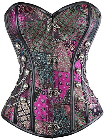 Corsetto da Donna Steampunk - Lingerie Sexy Viola, Bustier Dimagrante, Corpetto Disossato Gotico Con Acciaio, Stile A, M