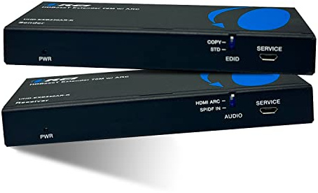 OREI 4K HDMI Over Ethernet Extender - HDBaseT UltraHD @ 60Hz 4:4:4 Over Single CAT5e/6/7 Cable With HDR, ARC & IR Support, RS-232 - Up to 230 Ft - Power Over Cable - Audio Out