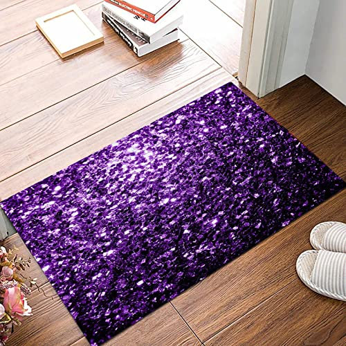 ANNKOOT Weich Badezimmerteppich 50x80 cm,Schöne dunkellila Glitzer-Funkeln,rutschfest waschbar Badematte, Badteppich Mikrofaser Saugfähig Badvorleger Duschvorleger