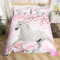 Housse de Couette 220x240 Cheval pour Garçons Filles Femmes Housse Couette Fleur de Cerisier Rose,Ensemble de Literie Romantique Parure de Lit Cheval Animal Sauvage Fleurs Décor Farmhouse Literie