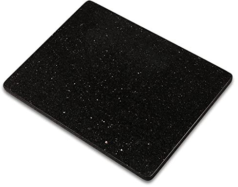 Yew & Tulip Tabla de cortar de granito natural, tabla de cortar de granito galaxia negra con pies de goma antideslizantes, tabla grande de pastelería de piedra de lujo para cocina, decoración del