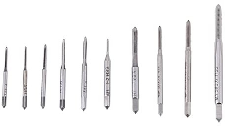 ANKROYU 10er-Pack Mini-M1 Bis M3,5 HSS-Maschinen-Handgewindebohrer, Gewindebohrer, Gewindebohrer-Set, Schraubenausdreher, Für Handgewindeschneiden, Präzisions-Gewindewerkzeug-Set Für DIY-Projekte