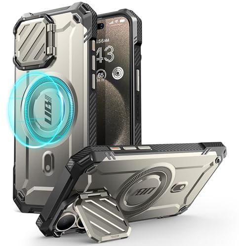 SUPCASE Custodia per iPhone 15 Pro Max con supporto [compatibile con MagSafe] [custodia per fotocamera integrata] [protezione di qualità militare] custodia magnetica robusta per iPhone 15 Pro Max,
