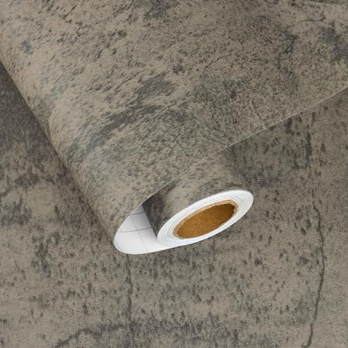 HotDecor Grey Vintage Concrete Wallpaper Worktop Vinyl Covering Peel And Stick Thick Concrete Wallpaper for Living Room Retro Sticky Back Plastic Contact Paper Self Adhesive Grey Wall Paper 60 X 300cm