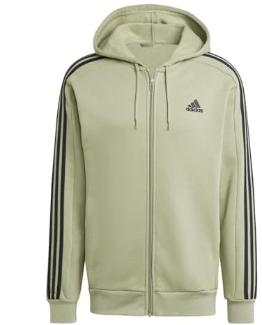 adidas Felpa da uomo Essentials in pile con 3 strisce e cerniera intera, L alto 5,1 cm
