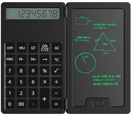WANGCL Taschenrechner mit Schreibblock, löschbar, LCD-Schreibtablett, tragbarer USB-Mini-Taschenrechner für Büro, Schule, Schwarz