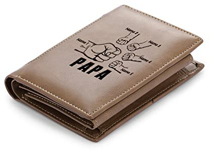 Jeweidea Personalisierte Geldbörse Herren Fauststoß PU-Leder Geldbörse mit Gravierten Namen Kartenetui mit Münzfach für Papa Freund Männer Geschenk für Weihnachten Vatertag Geburtstag