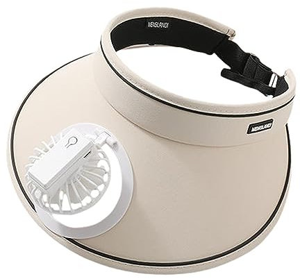 Sun Visor Fan Hat Fans Hat Sun Visors Hat with Fan Mini Fan Hat for Men Women Camping, White