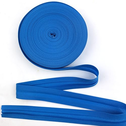 Heyiwell Schrägband aus Baumwolle, 20 mm, 20 m, einfach gefaltet, zum Nähen, Nähen, Basteln, Bekleidungszubehör, Blau