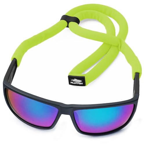 Pilotfish Schwimmender Sonnenbrillenriemen, verstellbar, wasserdicht, hohe Sichtbarkeit, Neopren-Halterung für Männer und Frauen, Gelb, Einheitsgröße