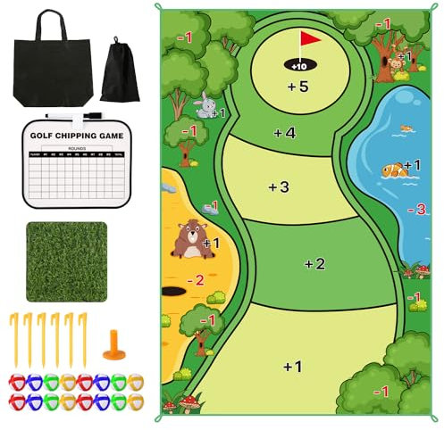 XIHIRCD Gioco Golf da Casa, 120x180cm Tappetino da Golf Set da Mini Golf Gioco da Golf al Coperto per Adulti e Bambini Incluse Palline da Golf Borsa di Stoccaggio e Altri Accessori
