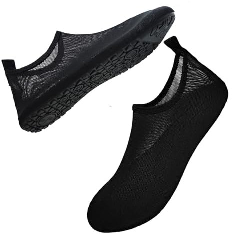 FELOVE Badeschuhe Wasserschuhe Strandschuhe Surfschuhe Barfuß Schuhe,Breathable Schwimmschuhe Hausschuhe Yoga Schuhe für Wassersport für Damen Herren, Schwarz.WN 44/45
