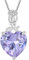 JO WISDOM Collier Rose Coeur Argent 925/1000 Femme,Collier Pendentif AAA Oxyde de Zirconium Pierre de Naissance de Juin Couleur Alexandrite pour Les Femmes mère Femme