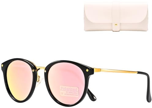Cleoxyge Polarisierte Sonnenbrille Damen-Herren,Vintage Elegant Metallrahmen UV400-Schutz Outdoor Für Angeln Fahren Reisebrille Mode Sonnenbrille (Red)