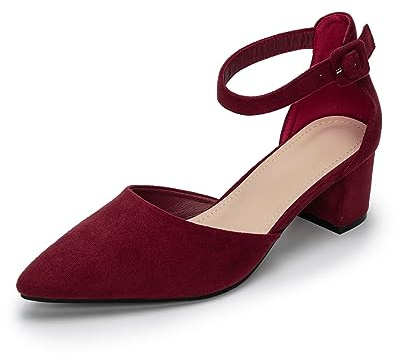 Womens Court Shoes Dress Pumps Shoes Pointed Toe Kitten Low Heel Sandals Office Work Wedding Bridal Party Shoes Red 8