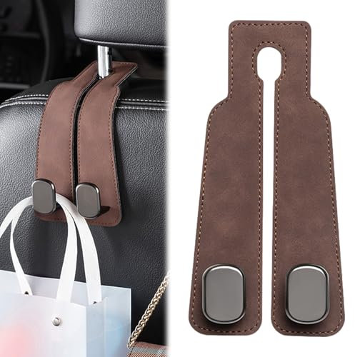 Nayyana Crochet d'appui-tête de voiture 2 en 1 crochet de siège de voiture pour appuie-tête porte-sac à main de voiture cintre de voiture pour appuie-tête de siège double crochet (marron)