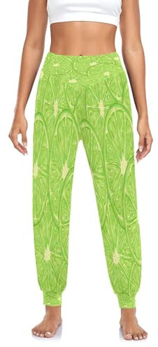 Damen Yogahose Kalk Grün Zitrone Zitrusfrüchte Yoga Pilates Hosen Haremshose Dance Hosen Harem Sommer Obst