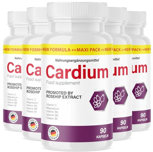 Cardium Kapseln - potenziate dall'estratto di rosa canina - 90 capsule per barattolo 5x