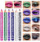 Desing Wish 6 Stück Glitzer Lidschatten Stift Lippenstift Set Lippenstift Schwarzer 24 Stunden Halt Lipstick Long Lasting Schwarz Pink Lila Gold Braun Lidschattenstift Make up Schminke Damen Geschenk