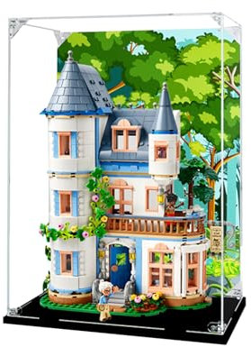 Acryl-Vitrine für Lego 42638 Friends Castle Hotel, Spielset – Vitrine, schützen und dekorieren, staubdichte Aufbewahrung, Sammlerstücke, Geschenke (Hintergrund A)
