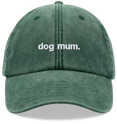 Dog Mum.Baseball Cap Vintage Washed Unisex Dad Hat Adjustable Dog Lady, flaschengrün, Einheitsgröße