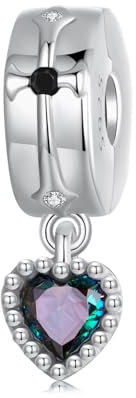 Kreuz Clips Stopper Charm für Pandora Armband, 925 Sterling Silber Herzschloss Abstandshalter Charm Perlen