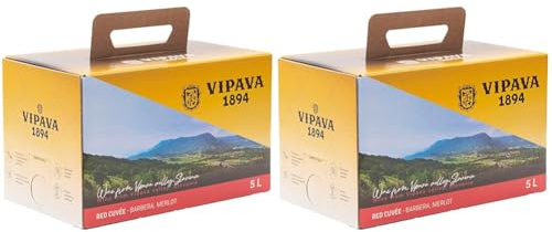 Vipava 1894 Rotwein Bag in Box 5 Liter Rotwein Karton 5 L rot – Barbera/Merlot Rotwein in Box 5 Liter (5 l) (Packung mit 2)