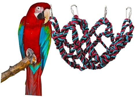 BESPORTBLE Large Rope Hammock Net for Parrots and Small Animals Chew Toy and Climbing Accessory for Bird Cages Encourages Exercise and Healthy Habits