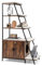 COSTWAY Cat Litter Box Enclosure, Hidden Cats Washroom Climbing Frame with Ladder Shelf, Removable Plush Cushions, Side Entrance, Indoor Wooden Cat Activity Furniture (Rustic Brown + Black)