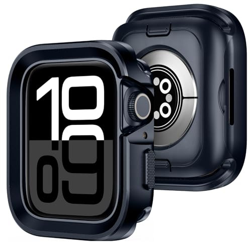 Amizee 2 in 1 Metallo Cover Compatibile con Apple Watch Serie 11/10 46mm, Copertura Completa Metallo Custodia Anti-Graffio per iWatch 46mm, Blu