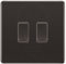 BG Black Nickel Screwless 2 Gang Light Switch 1x Intermediate 1x 2 Way Custom Grid Switch