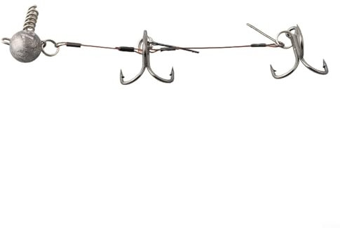 Stainless Steel Corkscrew Stinger Fishing Rig with Treble Hooks for Big Shads (L)