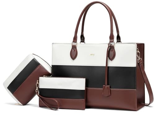 Keyli Lot de 3 sacs pour ordinateur portable pour femme, sacs fourre-tout de travail de 15,6 pouces, sac à main en cuir imperméable, porte-documents, sac à main à bandoulière