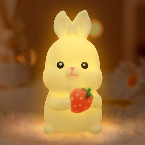 Nachtlicht Kinder Hase, Schlummerleuchten, LED Hase Nachtlichter, Warmes Licht Harzige Kinderzimmer Nachtlicht, Nette Nachtlampe für Kindergarten, Nachttischlampe für Baby Mädchen Frauen Geschenke