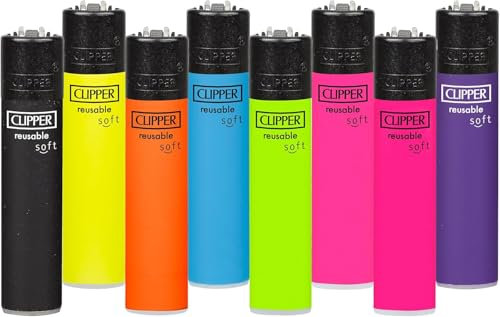 Clipper Mecheros Recargables Soft, Pack Especial Edicion de 8 Colores, Tamaño Grande, Multicolor (Pack de 12 Mechero)