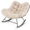COSTWAY Outdoor Rocking Chair, Oversized Patio Wicker Egg Chair with Thick and Removable Cushion, Rattan Comfy Rocking Lounge Chairs for Living Room, Balcony, Yard & Porch (Beige, 110 x 95 x 94 cm)