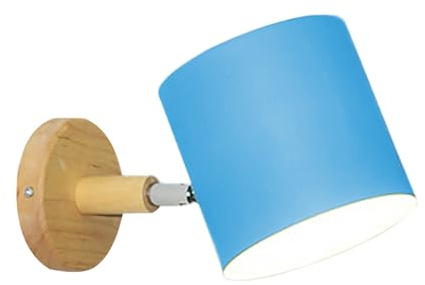 LIGKIN Wandleuchte Innen E27 Verstellbare Wandleuchte Holz Wandlampen mit Metallschirm Deckenleuchte Kinderzimmerleuchte für Nachttisch Büro Wohnzimmer Lesen, Blau